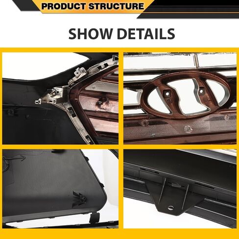 Front Bumper Cover Grille Set Compatible with Hyunadi Elantra 2017-2018 Black in Saudi Arabia