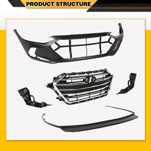 Front Bumper Cover Grille Set Compatible with Hyunadi Elantra 2017-2018 Black in Saudi Arabia