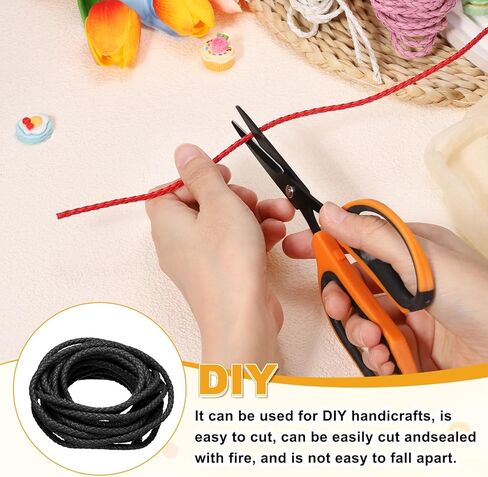 Round Braided Leather Cord, 5 Yards 7mm Six-Strand Faux Beading String Rope Bolo Tie 5 Meters Long for Jewelry Making/DIY Crafts, String Macrame Bracelet Thread [Black] in Saudi Arabia