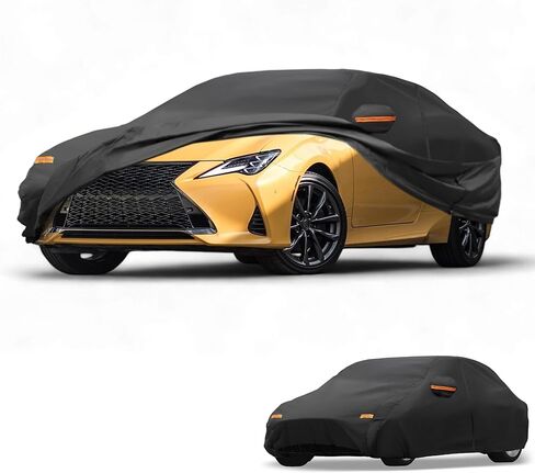 Car Cover Waterproof All Weather Sun Rain Protection Full Exterior Cover for Lexus RC 190T-PU Black with Left Side Zippers in Saudi Arabia