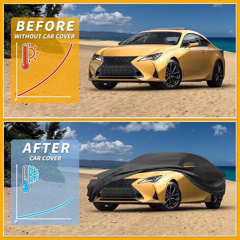 Car Cover Waterproof All Weather Sun Rain Protection Full Exterior Cover for Lexus RC 190T-PU Black with Left Side Zippers in Saudi Arabia