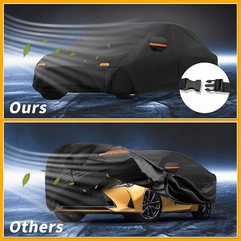 Car Cover Waterproof All Weather Sun Rain Protection Full Exterior Cover for Lexus RC 190T-PU Black with Left Side Zippers in Saudi Arabia
