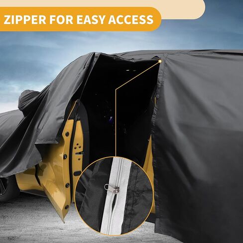 Car Cover Waterproof All Weather Sun Rain Protection Full Exterior Cover for Lexus RC 190T-PU Black with Left Side Zippers in Saudi Arabia