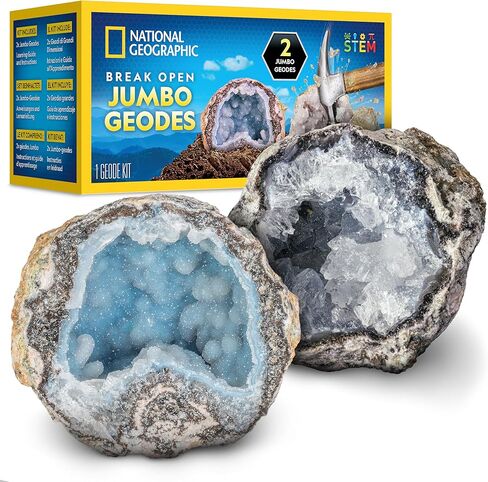 National Geographic Gigantic Geode Kit – Break Open a Huge Geode with Crystals Inside, Earth Science Kit for Kids, Fun Geology Activity, Rock and Mineral Gift for Boys and Girls in Saudi Arabia