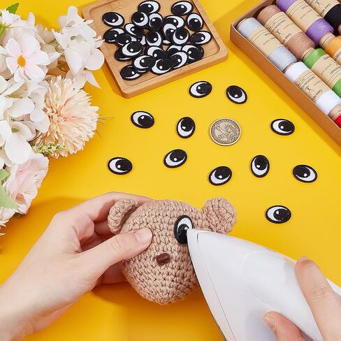 PH PandaHall 20 Pairs White Black Eyes Iron on Patch, Cute Eyes Embroidery Patches Polyester Sew on Eye Patch Decorative Cartoon Eye Patches for Clothing Hat Backpack Shoes Jacket, 20x15.5mm in Saudi Arabia