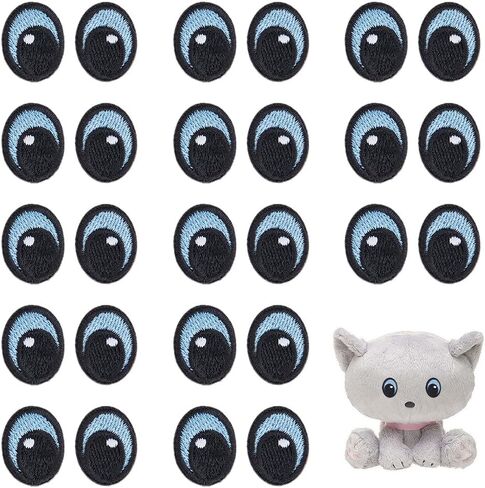 PH PandaHall 20 Pairs White Black Eyes Iron on Patch, Cute Eyes Embroidery Patches Polyester Sew on Eye Patch Decorative Cartoon Eye Patches for Clothing Hat Backpack Shoes Jacket, 20x15.5mm in Saudi Arabia