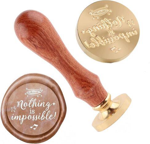 Word Wax Seal Stamp Nothing is Impossible Brass Heads and A Wood Handle for Decorating Halloween Christmas Party Invitations Wine Packaging Greeting Cards Gifts DIY Card Making in Saudi Arabia