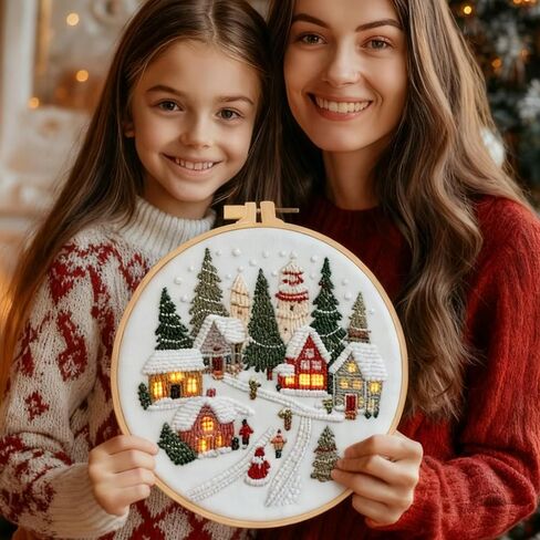 Ramonbell 15pcs Christmas Cross Stitch Kits, Christmas Needlepoint Kits, DIY Embroidery Starter Kit for Adults and Beginners, Birthday Gift for Handicraft Enthusiasts in Saudi Arabia