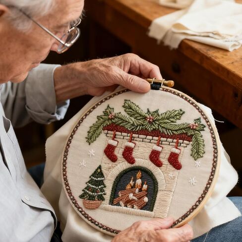Ramonbell 15pcs Christmas Cross Stitch Kits, Christmas Needlepoint Kits, DIY Embroidery Starter Kit for Adults and Beginners, Birthday Gift for Handicraft Enthusiasts in Saudi Arabia