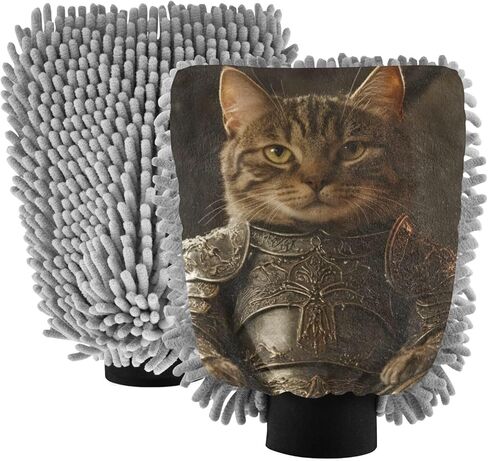 AIXIWAWA Car Wash Mitt Washing Glove Scratch Free Water Absorbent 2 Pack Large King of Cat Print in Saudi Arabia
