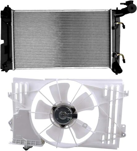 cciyu 620-546 Cooling Fan and 2428 Radiator Replacement for 2003-2008 For Pontiac for Vibe 1.8L 2003-2008 For Toyota for Corolla 1.8L 2003-2008 For Toyota for Matrix 1.8L in Saudi Arabia