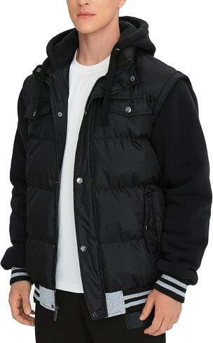 معاطف شتوية بغطاء للرأس للرجال من BEST SOUTH، مقاومة للماء، دافئة، سميكة، معزولة، بسحاب كامل، مضادة للرياح مع جيوب in Kuwait