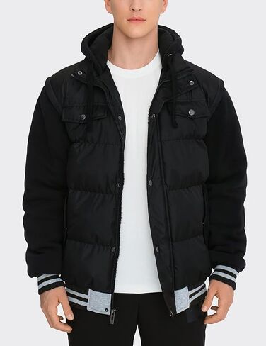 معاطف شتوية بغطاء للرأس للرجال من BEST SOUTH، مقاومة للماء، دافئة، سميكة، معزولة، بسحاب كامل، مضادة للرياح مع جيوب in Kuwait