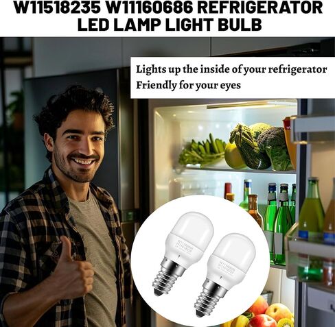 W11518235 W11160686 مصباح LED للثلاجة متوافق مع لمبة الفريزر Whirl-Pool Ken-More 120V 2W يستبدل W10473925 W10574850 AP7014645 PS16555179-1 حزمة in Kuwait
