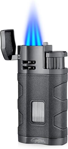 Cigar Torch Lighter, 3-Jet, Windproof, with Cigar Punch (Gray) in Kuwait