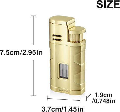 Cigar Torch Lighter Triple Jet Flame Refillable Butane Torch Cigar Lighters Windproof Lighter with Cigar Punch Rest Holder - Butane Not Included (Black) in Kuwait