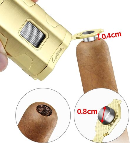 Cigar Torch Lighter Triple Jet Flame Refillable Butane Torch Cigar Lighters Windproof Lighter with Cigar Punch Rest Holder - Butane Not Included (Black) in Kuwait