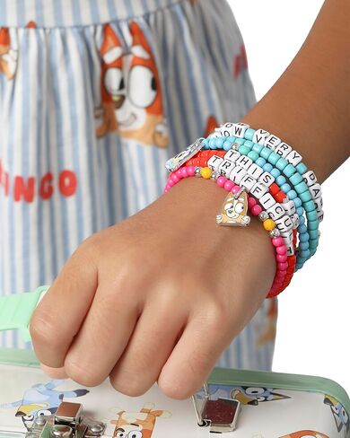 Bingo and Bluey Bracelets for Girls 6-Piece Set Official License, Stretch Friendship Bracelets with Beads and Bluey Charms in Saudi Arabia