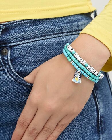 Bingo and Bluey Bracelets for Girls 6-Piece Set Official License, Stretch Friendship Bracelets with Beads and Bluey Charms in Saudi Arabia