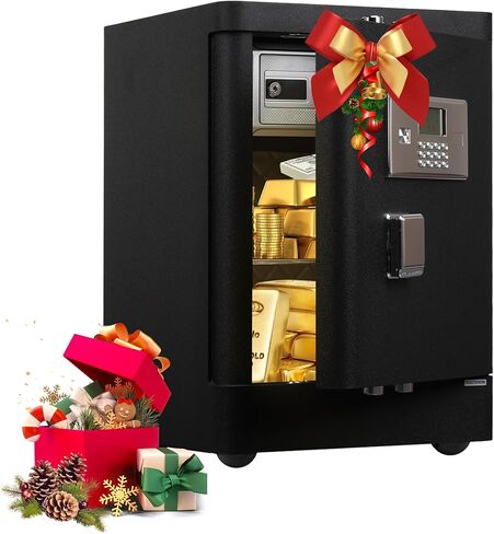 [0.66 قدم] صندوق آمن منزلي، خزائن خزانة للمنزل، آمن للمستندات مع لوحة مفاتيح إلكترونية للتركيب على الحائط أو الأرضية، صندوق أمان شخصي مع رف قابل للإزالة للأعمال المكتبية والفندقية، 0.66 قدم in Kuwait