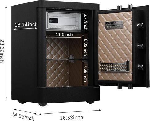 [0.66 قدم] صندوق آمن منزلي، خزائن خزانة للمنزل، آمن للمستندات مع لوحة مفاتيح إلكترونية للتركيب على الحائط أو الأرضية، صندوق أمان شخصي مع رف قابل للإزالة للأعمال المكتبية والفندقية، 0.66 قدم in Kuwait