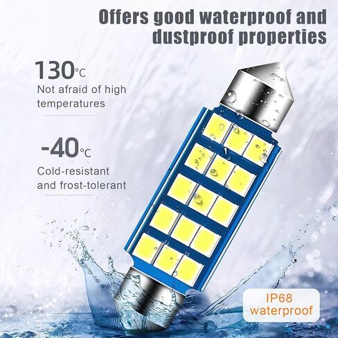 2 PCS License Plate Light Bulb 6000K White 578 LED Bulb 2835 Chipsets for LED Interior Dome Map Door Lights Car Festoon Bulbs Replacement 211-2 212-2 569 6411 6451 41 mm 42 mm in Saudi Arabia