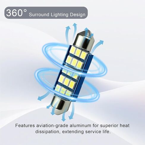 2 PCS License Plate Light Bulb 6000K White 578 LED Bulb 2835 Chipsets for LED Interior Dome Map Door Lights Car Festoon Bulbs Replacement 211-2 212-2 569 6411 6451 41 mm 42 mm in Saudi Arabia