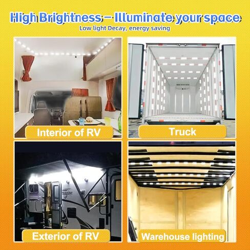KBLEDLAMP UL مدرج 120 مصباح LED و40 وحدة مصباح سقف، مجموعة إضاءة داخلية لغرفة RV، إضاءة قبة فائقة السطوع 12 فولت IP67 في الهواء الطلق للقوارب والشاحنات والتخييم والشاحنات والمركبات والإضاءة البيضاء القابلة للنفخ in Saudi Arabia