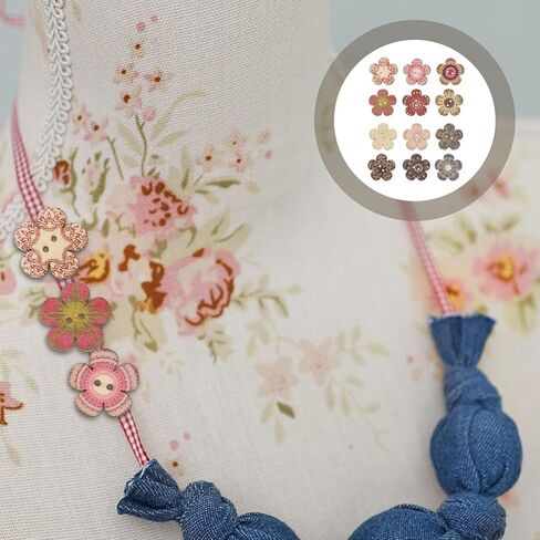 100PCS Snaps for Fabric, Double-Hole Flower-Shaped Decorative Buttons, Suitable for DIY Crafts, Sewing, Scrapbooking (Colors and Patterns Random) in Saudi Arabia