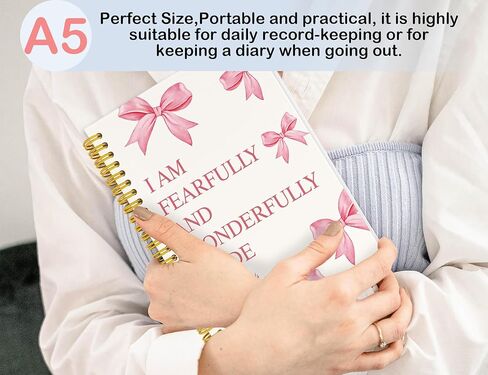 Bible Study Journal Notebook for Girls,Christian Gifts for Women,Bible Study Supplies,Pink Bow Preppy School Hardcover Spiral Notebook,5.5x8.3 Inch in Saudi Arabia