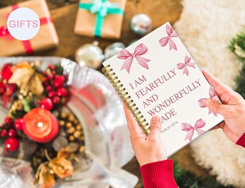 Bible Study Journal Notebook for Girls,Christian Gifts for Women,Bible Study Supplies,Pink Bow Preppy School Hardcover Spiral Notebook,5.5x8.3 Inch in Saudi Arabia