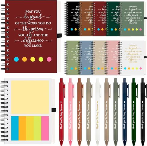 20 Sets Employee Appreciation Gifts Bulk Inspirational Spiral Notebook Journal with Sticky Note Motivational Pen Thank You Small Gifts for Coworkers Team Nurse Teacher Volunteer Office Staff Gift in Saudi Arabia