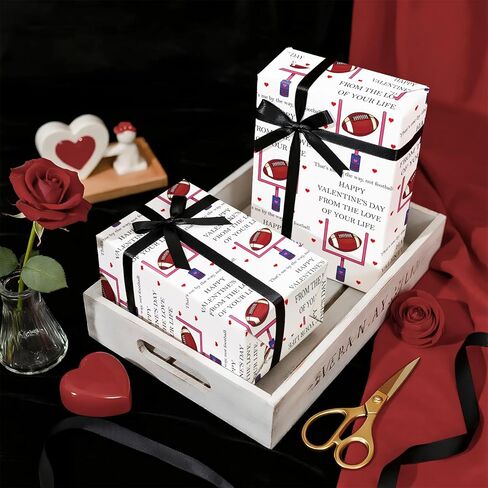 WRAPAHOLIC Valentines Day Wrapping Paper Roll - Mini Roll - 17 Inch x 16.5 Feet - I Love You Wrapping Paper for Valentine's Day, Anniversary, Wedding, Birthday in Saudi Arabia
