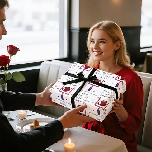 WRAPAHOLIC Valentines Day Wrapping Paper Roll - Mini Roll - 17 Inch x 16.5 Feet - I Love You Wrapping Paper for Valentine's Day, Anniversary, Wedding, Birthday in Saudi Arabia