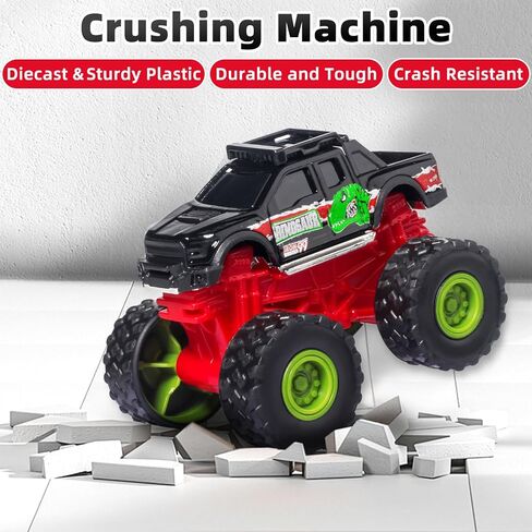 Mini Monster Trucks Set, 3 Pcs Diecast Cars, Powerful Pull Back Cars, Race Car Toys, Rotating Stunt, Monster Truck Toys for Kids 3-5 and up in Kuwait