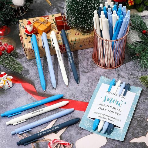 75 Pcs Winter Snowflake Ballpoint Pens Gifts Bulk Christmas Employee Appreciation Gifts Inspirational Pens with Thank You Cards for Xmas Holiday Party Coworker Staff Teacher Office in Saudi Arabia