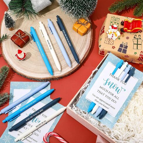 75 Pcs Winter Snowflake Ballpoint Pens Gifts Bulk Christmas Employee Appreciation Gifts Inspirational Pens with Thank You Cards for Xmas Holiday Party Coworker Staff Teacher Office in Saudi Arabia