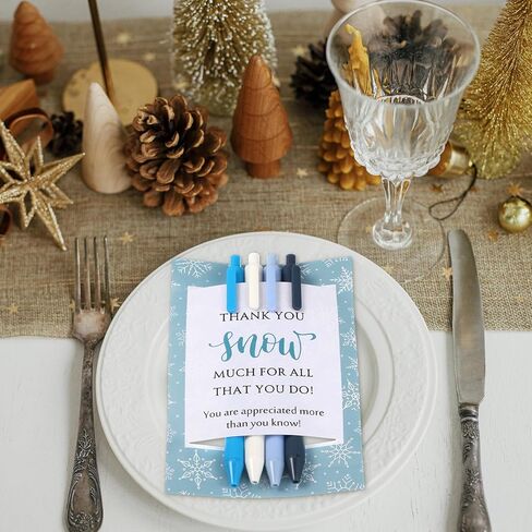 75 Pcs Winter Snowflake Ballpoint Pens Gifts Bulk Christmas Employee Appreciation Gifts Inspirational Pens with Thank You Cards for Xmas Holiday Party Coworker Staff Teacher Office in Saudi Arabia
