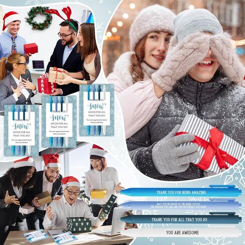 75 Pcs Winter Snowflake Ballpoint Pens Gifts Bulk Christmas Employee Appreciation Gifts Inspirational Pens with Thank You Cards for Xmas Holiday Party Coworker Staff Teacher Office in Saudi Arabia