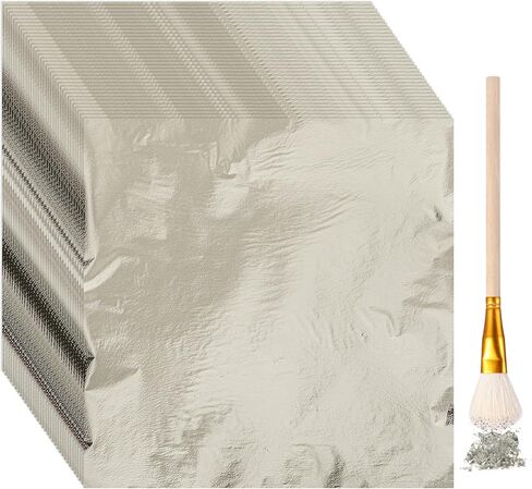 Cunhill 150 Sheets Gold Foil Sheets for Art Silver Rose Gold Leaf Sheets with Gilding Brush Gold Foil Paper Craft for Arts, Painting, Gilding Crafting, Jewelry, Resin, Nails 5.5 x 5.5 Inch in Saudi Arabia