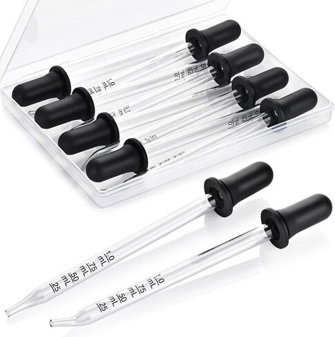 Herain 10 Pcs Glass Dropper Pipette, 1ml Liquid Dropper for Eye Medicine Drops, Essential Oil, Crafts, Skincare, Scientific Experiments, Measuring and Transferring a Variety of Liquids in Kuwait