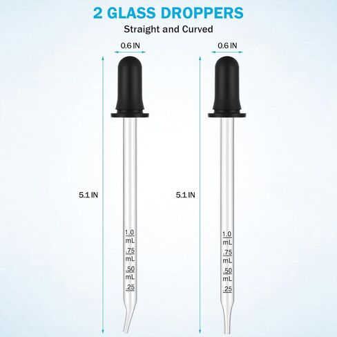 Herain 10 Pcs Glass Dropper Pipette, 1ml Liquid Dropper for Eye Medicine Drops, Essential Oil, Crafts, Skincare, Scientific Experiments, Measuring and Transferring a Variety of Liquids in Kuwait
