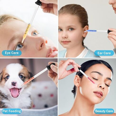 Herain 10 Pcs Glass Dropper Pipette, 1ml Liquid Dropper for Eye Medicine Drops, Essential Oil, Crafts, Skincare, Scientific Experiments, Measuring and Transferring a Variety of Liquids in Kuwait