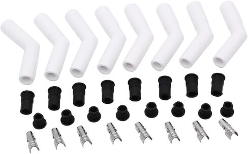 8 sets packs SHLPDFM Spark Plug Boots 8mm White 45-Deg 135* Angled Ignition High Temp Ceramic Spark Plug Wire Boot Terminal in Saudi Arabia