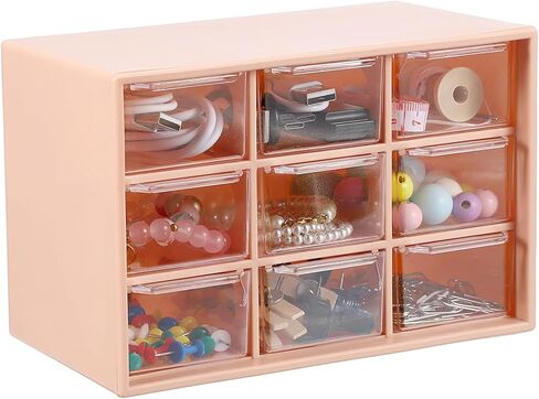 uxcell Mini Storage Drawers for Desk, Plastic Desktop Teacher Desk with 9 Drawers Makeup Organizer Box for Office Supplies Bathroom Bedroom, Yellow in Saudi Arabia