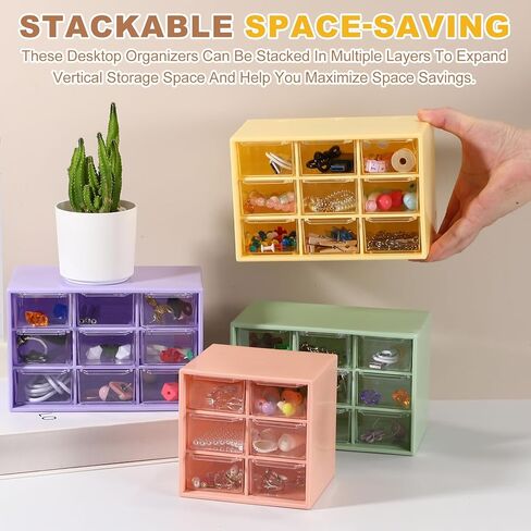 uxcell Mini Storage Drawers for Desk, Plastic Desktop Teacher Desk with 9 Drawers Makeup Organizer Box for Office Supplies Bathroom Bedroom, Yellow in Saudi Arabia