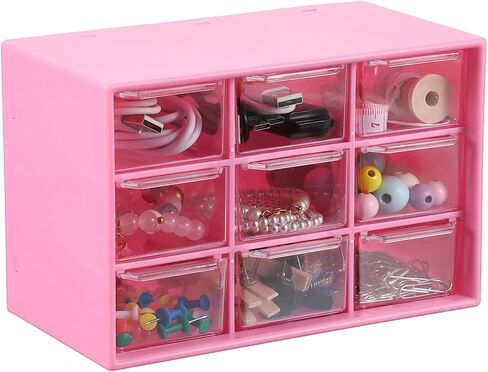 uxcell Mini Storage Drawers for Desk, Plastic Desktop Teacher Desk with 9 Drawers Makeup Organizer Box for Office Supplies Bathroom Bedroom, Yellow in Saudi Arabia