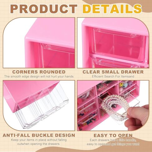 uxcell Mini Storage Drawers for Desk, Plastic Desktop Teacher Desk with 9 Drawers Makeup Organizer Box for Office Supplies Bathroom Bedroom, Yellow in Saudi Arabia