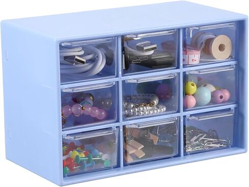 uxcell Mini Storage Drawers for Desk, Plastic Desktop Teacher Desk with 9 Drawers Makeup Organizer Box for Office Supplies Bathroom Bedroom, Yellow in Saudi Arabia