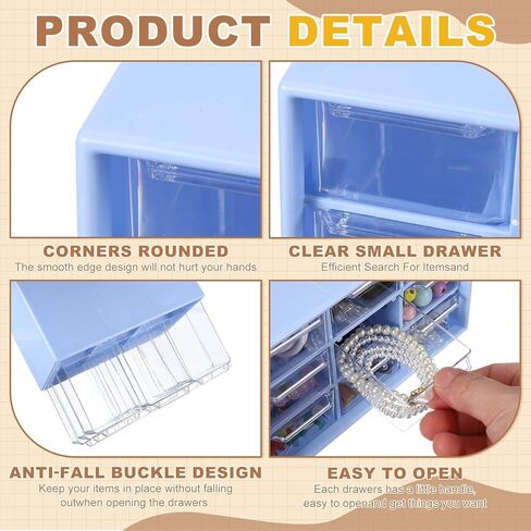 uxcell Mini Storage Drawers for Desk, Plastic Desktop Teacher Desk with 9 Drawers Makeup Organizer Box for Office Supplies Bathroom Bedroom, Yellow in Saudi Arabia